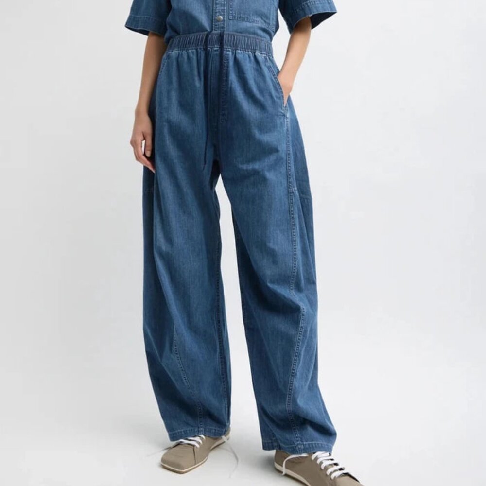 Tibi Summer Denim Classic Wash Winslow Pant Short XS